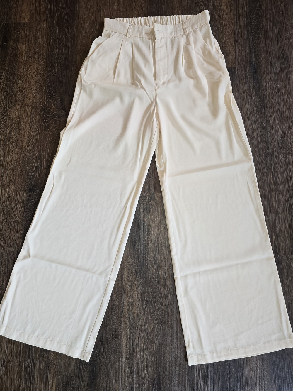 Women's Cream Wide-Leg Casual Pants